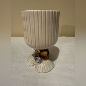 Vintage Fitz & Floyd Ceramic Seashell Oceana Stemmed Goblet